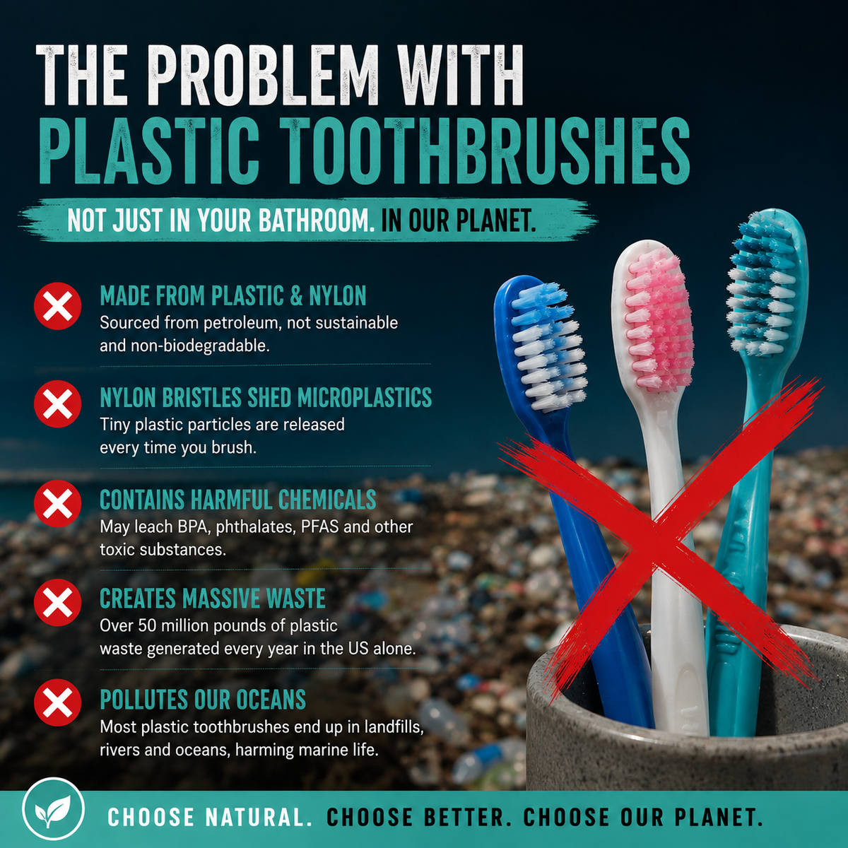 Perfect Living™ Boar Bristle Toothbrush (4pack)