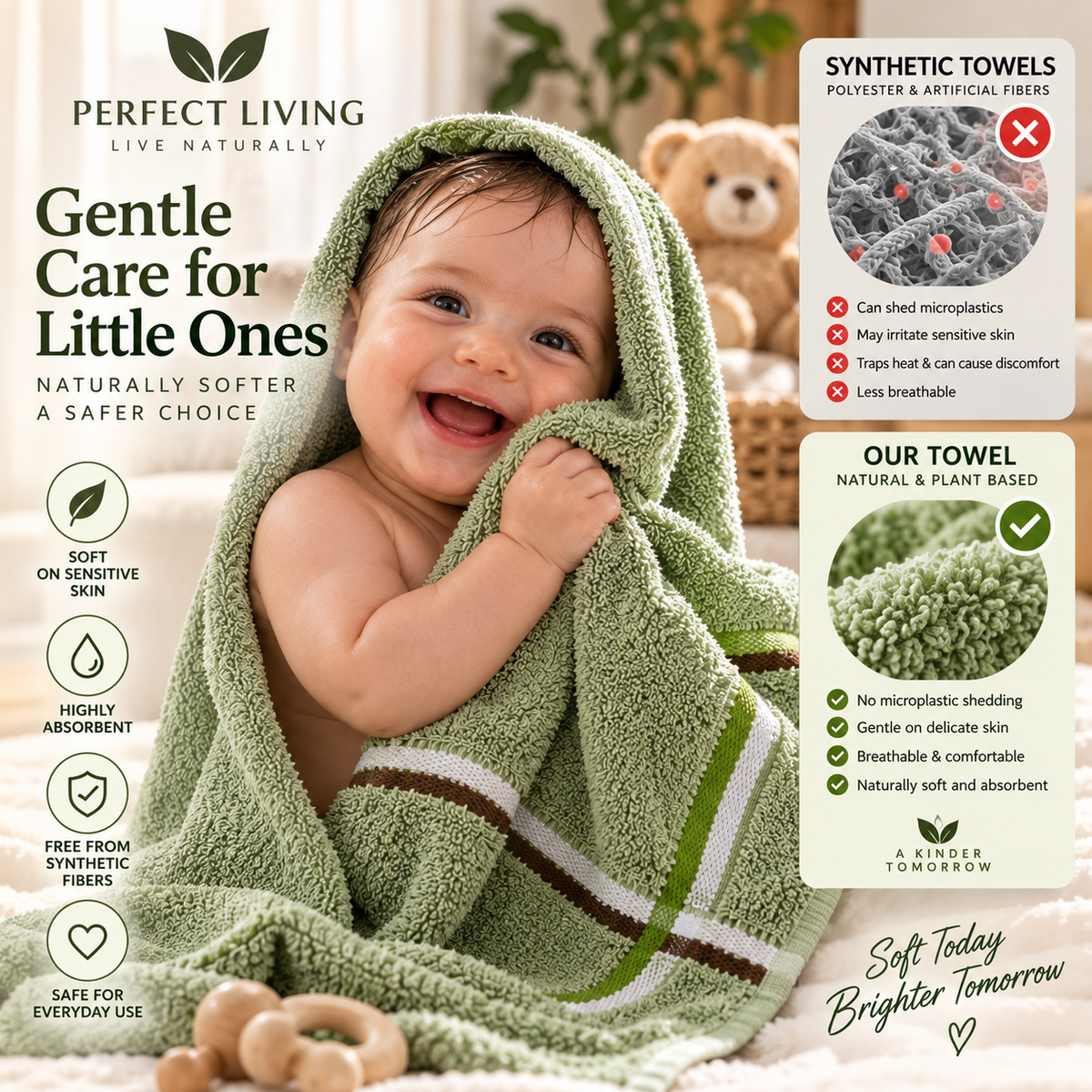 Perfect Living™ 100% Cotton Thickened Hand & Face Towels