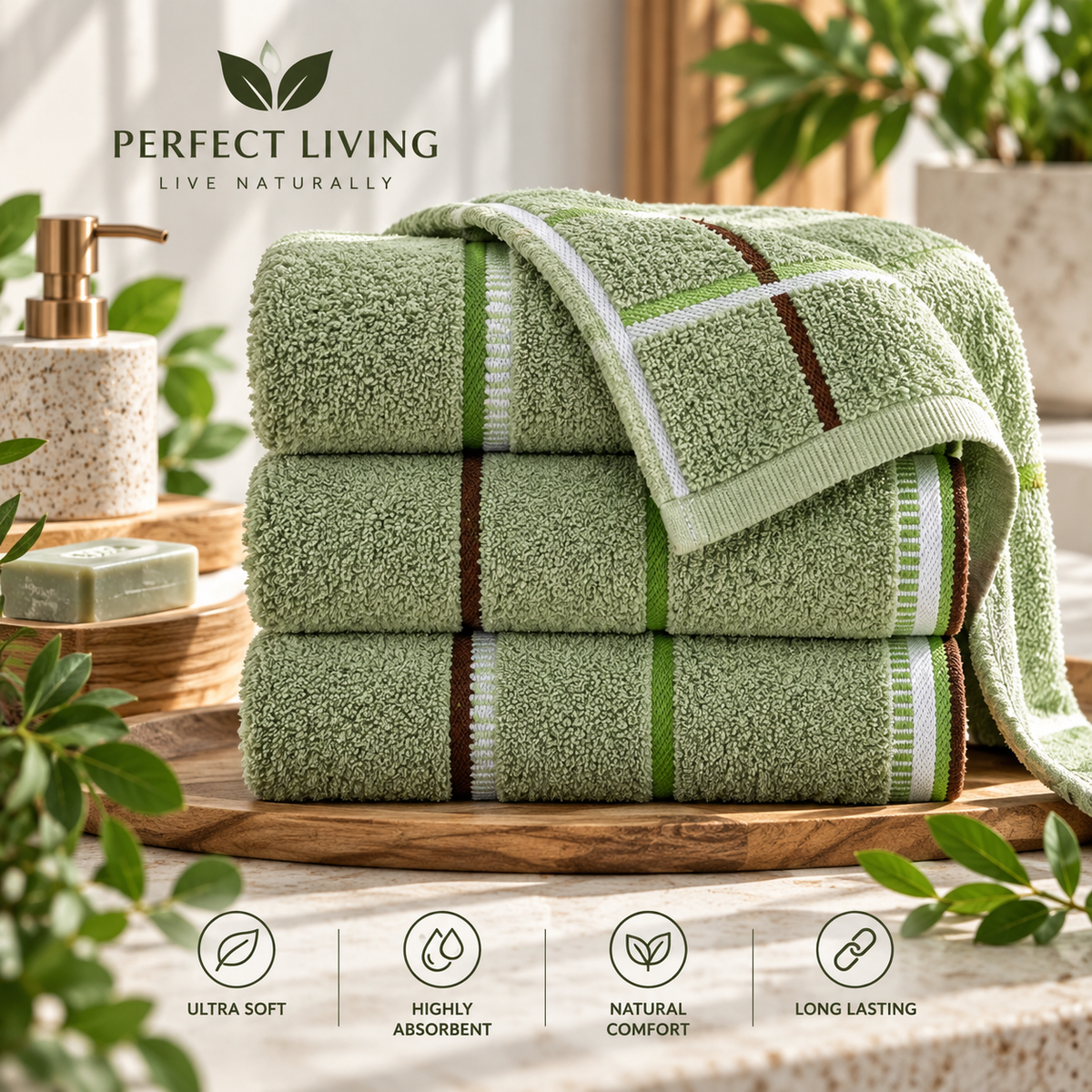 Perfect Living™ 100% Cotton Thickened Hand & Face Towels