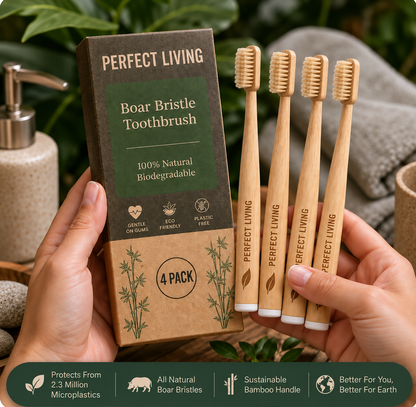 Perfect Living™ Boar Bristle Toothbrush (4pack)